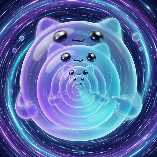 Recursive mascot doing finger guns in hyperspace